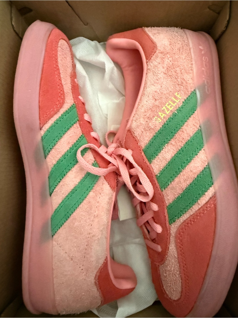 adidas Gazelle Pink and Green Women's Athletic Shoes